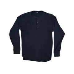 UNIQLO ワッフルヘンリーネックTシャツ 長袖 ブラック サーマル Mサイズ