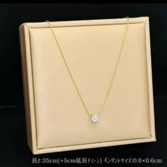 一粒ダイヤ風ネックレス サージカルステンレス ジルコニア ゴールド シンプル