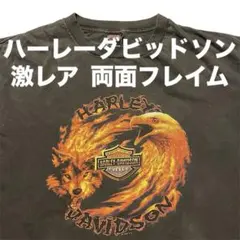 00s ハーレーダビッドソン 両面フレイム ビンテージ Tシャツ ウルフイーグル