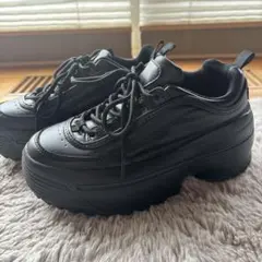軽量★厚底ブラックスニーカー L（23.5～24.0cm）