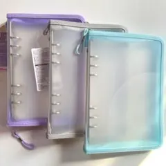 【匿名配送】3点セット　ダイソー　6穴リングファイル A5サイズ　紫　灰色　水色