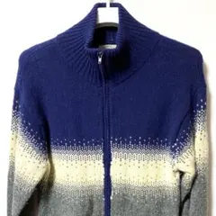 長袖ニット L Y2K ジップアップ セーター グラデーション 古着好き