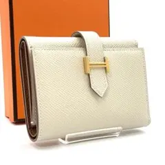【美品】エルメス べアンミニ ホワイト □K刻印 カード ケース 折り財布 美品】エルメス べアンミニ ホワイト □K刻印 カード コインケース
