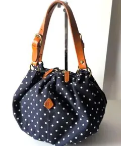 【美品】CLEDRAN キャンパスドットバッグ　ネイビー
