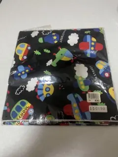 カラフルな飛行機と車の綿生地 150x90cm