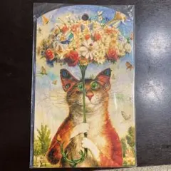 猫のイラスト付き木製まな板