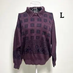 ウンベルト ジノケッティ・L メンズ ウール混合 長袖ニット パープル