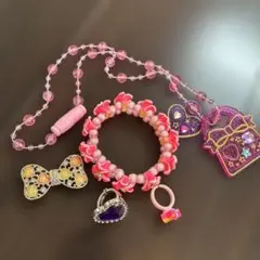 カラフルビーズネックレスとブレスレットセット