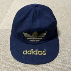 80s adidas デサント製 トレフォイルロゴオールドアディダスキャップ