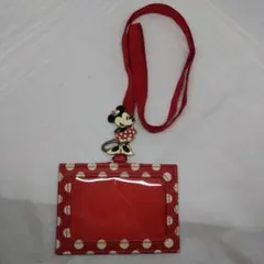 ミニーマウス パスケース 赤 水玉