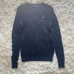 最安値　ラルフローレン　ダークネイビー　ケーブル編み　クルーネック　SP