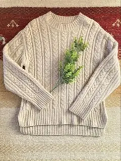 無印　ケーブル編み ニットセーター L