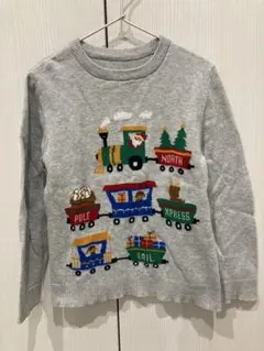 列車とサンタ刺繍 キッズ ニット