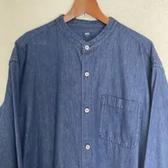 デニムシャツ　バンドカラーシャツ／UNIQLO