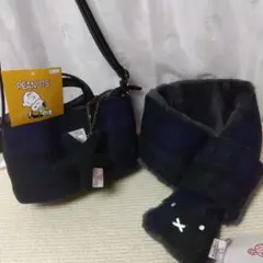 Harriss Tweed ショルダーバッグ＆マフラー·͜·ᰔᩚポーチ付き