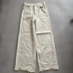 moussy ペイントワイドダメージデニム ホワイト