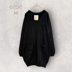 OZOC　オゾック　黒ニット　ワンピーストップス　丈長　体型カバー　シンプル