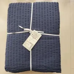 MUJI 無印良品 サッカー織 掛けふとんカバー ネイビー ダブルのサムネイル