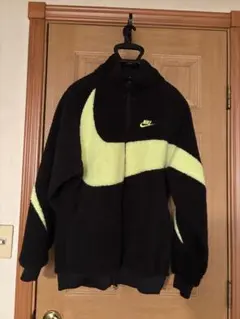 NIKEボア フリース ジャケット ビッグスウッシュ黒Sユニセックス
