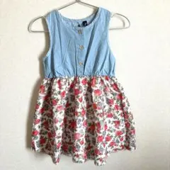 【130サイズ】ノースリーブ花柄ワンピース キッズ　パーティーピック