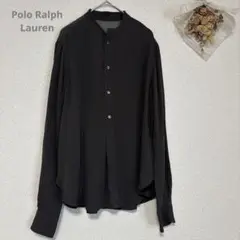 POLO RALPH LAUREN シルクシャツ バンドカラー ブラウン