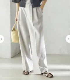 SHIPS 麻調合繊 2タック ワイドパンツ 25SS 38 シップス
