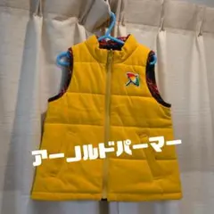 アーノルドパーマー　キッズダウンベスト　サイズ105　リバーシブル黄色/チェック