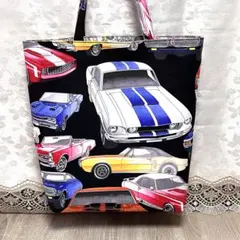 クラシックカー柄 トートバッグ ハンドメイドのサムネイル