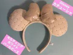 カチューシャ　ディズニー　ホワイト パールビーズ　キルティングデザイン