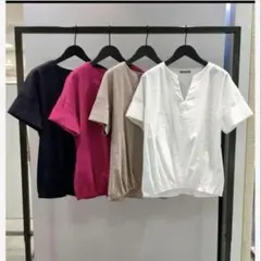 セオリー　リネン混合　ブラウス　美品　ネイビー