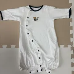 familiar ホワイト×チェック 長袖2WAYオール