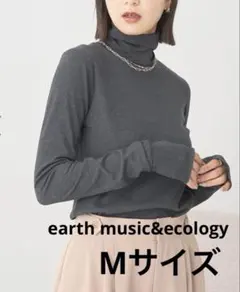 earth music&ecology リブタートルネックプルオーバーM グレー