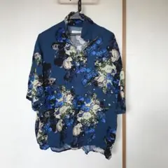 ハワイアン　上質冷感シルク綿花柄半袖ブラウス