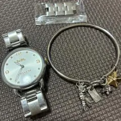 【美品】COACH コーチ 腕時計 バングル セット シルバー 電池切れ