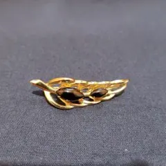 【昭和レトロ】ブローチ 黒い石付き