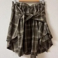 niko and... ブラウン系チェック フレアスカート シャツ風