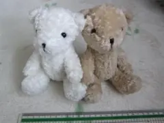 ぬいぐるみ クマ 2体生成り・白セット ふわふわするする手触り