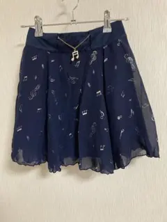 音符柄 ネイビー フレアスカート