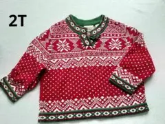 80~90?　L.L.Bean 赤緑 雪の結晶柄 ニット 2T