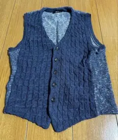 【COMME CA ISM】 ネイビー ケーブルニット ベスト Mサイズ