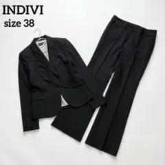 美品 INDIVI パンツスーツ セットアップ 38サイズ グレー ストライプのサムネイル