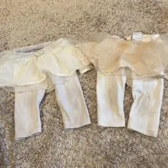 petit mainチュチュ付きホワイトレギンス　2枚組