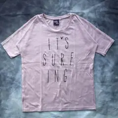 半袖Tシャツ オーバーサイズ くすみピンク L ロゴT レディース 古着