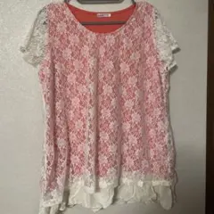 3L 大きいサイズ Labrette 花柄レース半袖チュニックのサムネイル