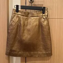SAINT LAURENT メタリックレザー タイトスカート F34のサムネイル