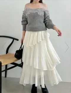 Sustainableプリーツティアードロングスカート snidel