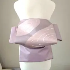 夏帯　紗　二部式　銀座　作り帯　ラベンダー色の涼風　胴巻～180㎝　正絹　銀糸