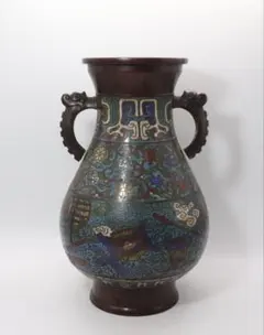 鳳凰文様 双耳 花瓶 金属工芸 - メルカリ