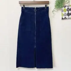 【アンレリッシュ】 コーデュロイスカート M ネイビー 大人可愛い カジュアル