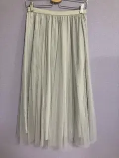 チュール ロングスカート グレー